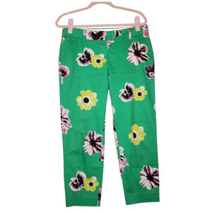 J Crew 8 Stretch Floral Green Bottoms